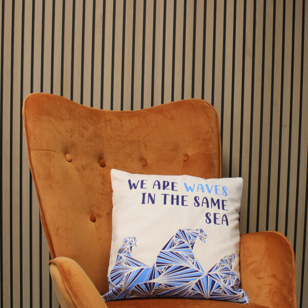 Housse de Coussin en Coton Imprimé - We are Waves - Naturel- Vendu par 1 – Image 2