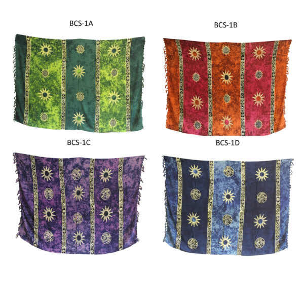 1x Sarongs celtiques de Bali - Symboles solaires (4 couleurs assorties)- Vendu par 1