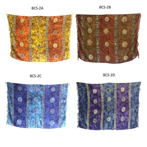 1x Sarongs celtiques de Bali - Pièces porte-bonheur (4 couleurs assorties)- Vendu par 1