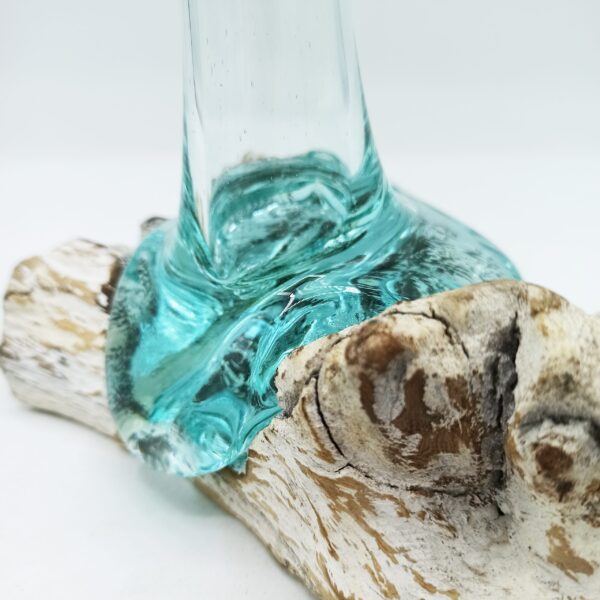 Verre fondu sur bois blanchi à la chaux - Vase - Petit- Vendu par 1 – Image 4