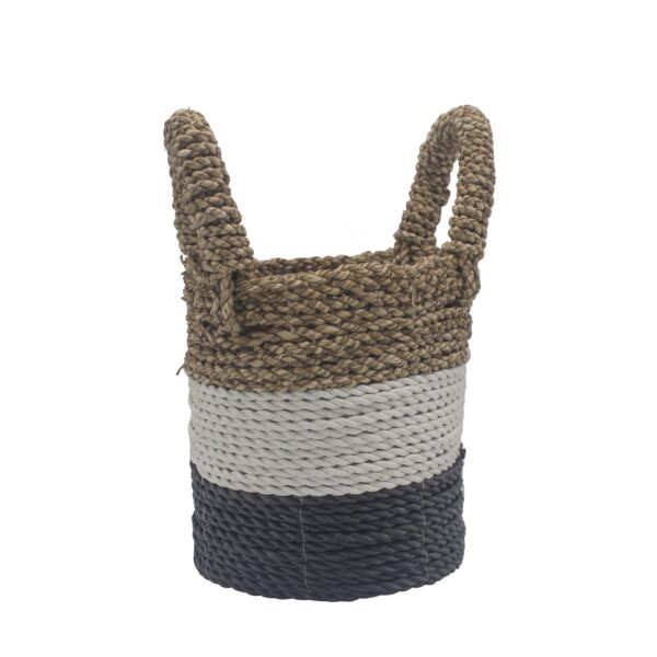 Ensemble de paniers en jonc de mer - Gris foncé / Blanc / Naturel- Vendu par 1