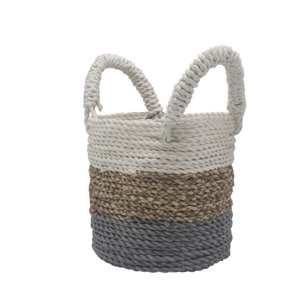 Ensemble de paniers en jonc de mer - Gris / Naturel / Blanc- Vendu par 1