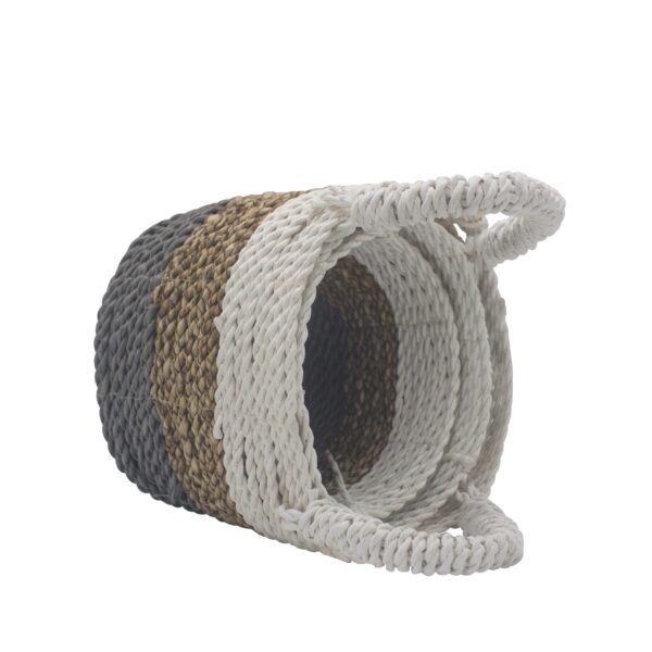 Ensemble de paniers en jonc de mer - Gris / Naturel / Blanc- Vendu par 1 – Image 3
