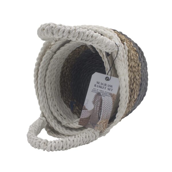 Ensemble de paniers en jonc de mer - Gris / Naturel / Blanc- Vendu par 1 – Image 4