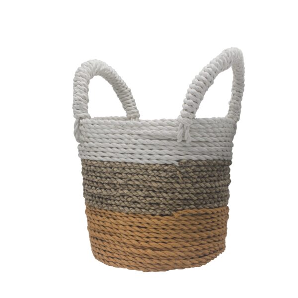 Ensemble de paniers en jonc de mer - Orange / Naturel / Blanc- Vendu par 1