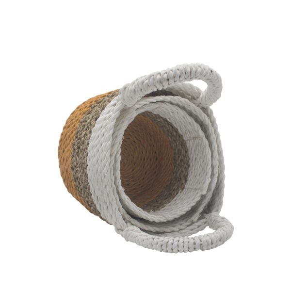 Ensemble de paniers en jonc de mer - Orange / Naturel / Blanc- Vendu par 1 – Image 2