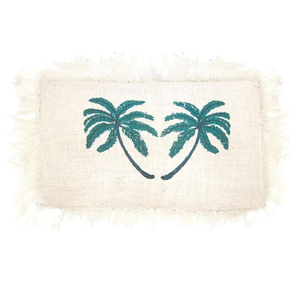 1x Coussin en Lin 30x50cm Palmier avec Frange- Vendu par 1 – Image 4