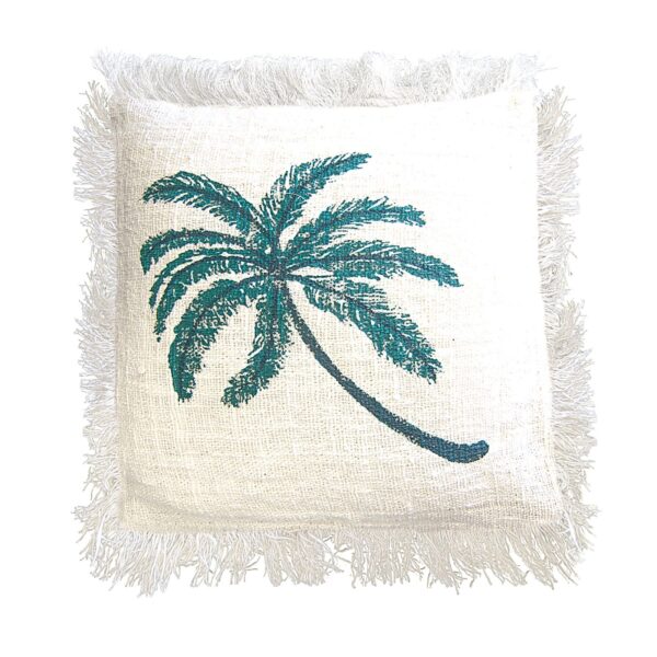 1x Coussin en Lin 45 x 45 Palmier avec Frange- Vendu par 1 – Image 4