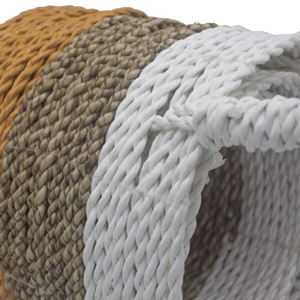Ensemble de paniers en jonc de mer - Orange / Naturel / Blanc- Vendu par 1 – Image 4