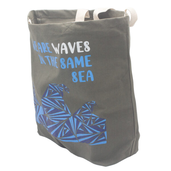 Sac en coton imprimé - We are Waves - Gris- Vendu par 1 – Image 2