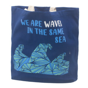 Sac en coton imprimé - We are Waves - Bleu- Vendu par 1