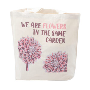 Sac en coton imprimé - We are Flowers - Naturel- Vendu par 1