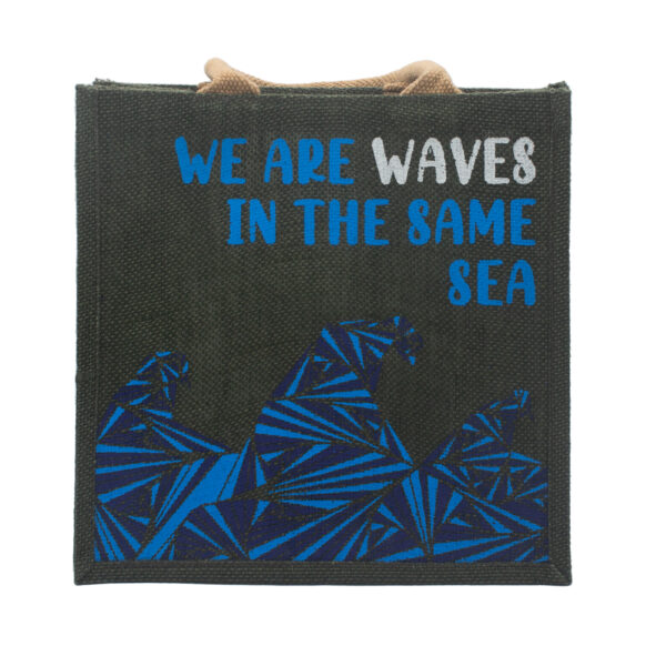 Sac en Jute Imprimé - We are Waves - Gris- Vendu par 1 – Image 2