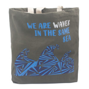 Sac en coton imprimé - We are Waves - Gris- Vendu par 1