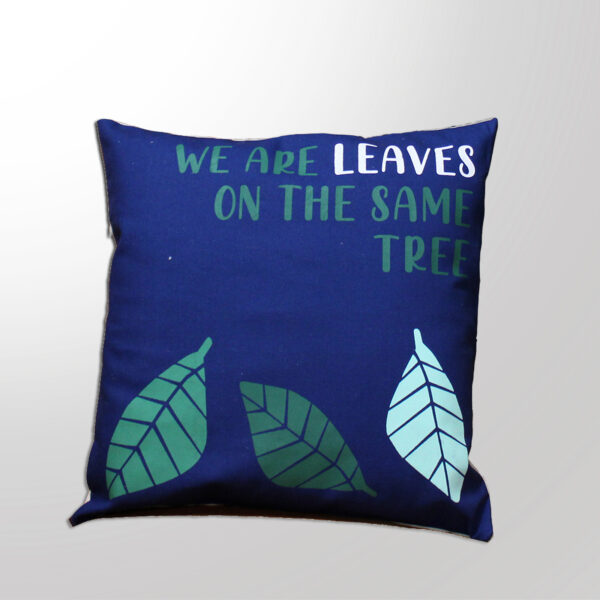Housse de Coussin en Coton Imprimé - We are Leaves - Bleu- Vendu par 1