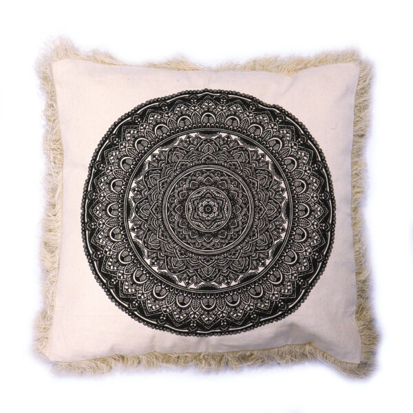 Coussin Mandala Traditionnel - 45x45cm - noir- Vendu par 1