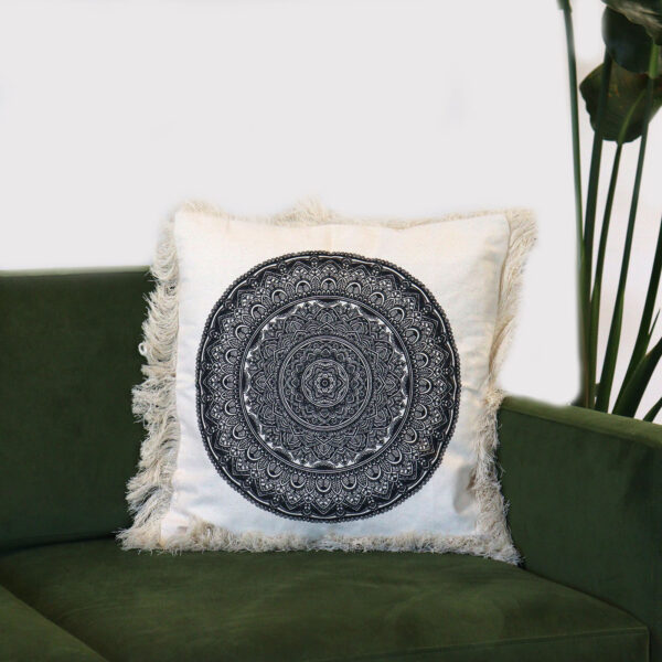 Coussin Mandala Traditionnel - 45x45cm - noir- Vendu par 1 – Image 4