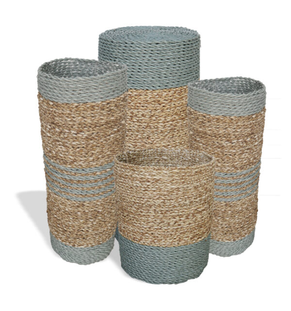 Ensemble jonc de mer et raphia Abu-Abu - 2 vases et 2 bacs- Vendu par 1