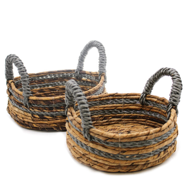 Panier Feuille de Bananier et Raphia Abu-abu - Lot de 2- Vendu par 1 – Image 2