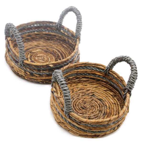 Panier Feuille de Bananier et Raphia Abu-abu - Lot de 2- Vendu par 1 – Image 3