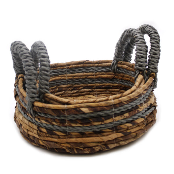 Panier Feuille de Bananier et Raphia Abu-abu - Lot de 2- Vendu par 1 – Image 4