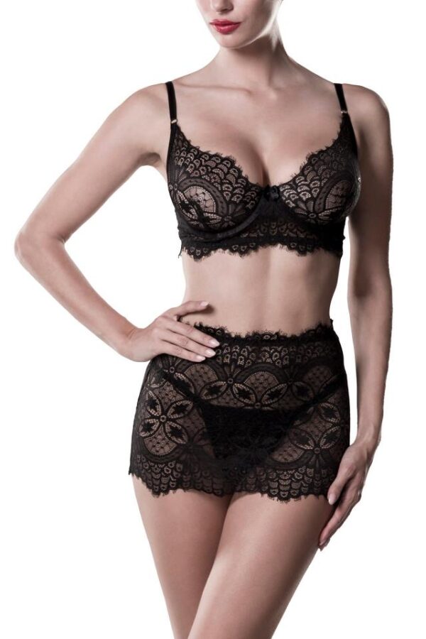 Ensemble dentelle en velours gris - noir - M-Grey Velvet – Image 4