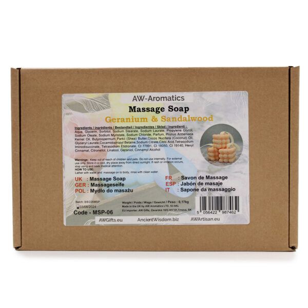 Savons de Massage - Géranium & Bois de Santal- Vendu par 1 – Image 2