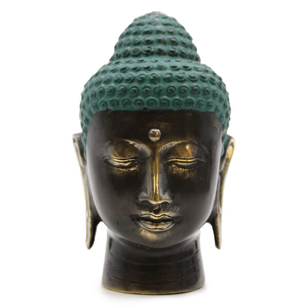 Grande tête de Bouddha en laiton antique- Vendu par 1 – Image 2
