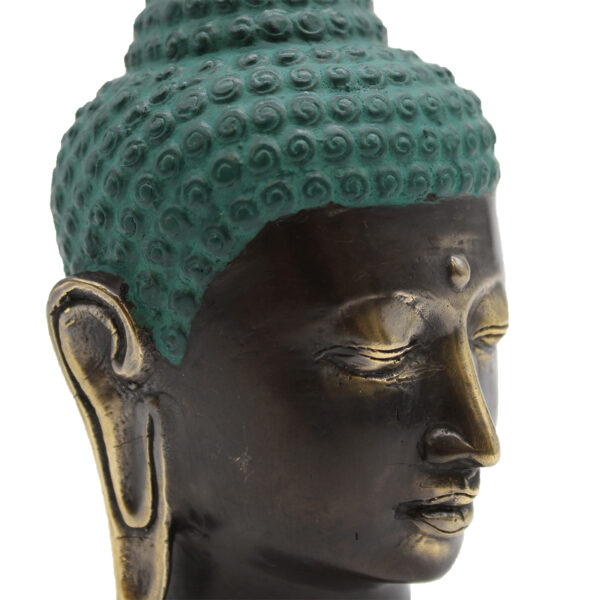 Grande tête de Bouddha en laiton antique- Vendu par 1 – Image 4