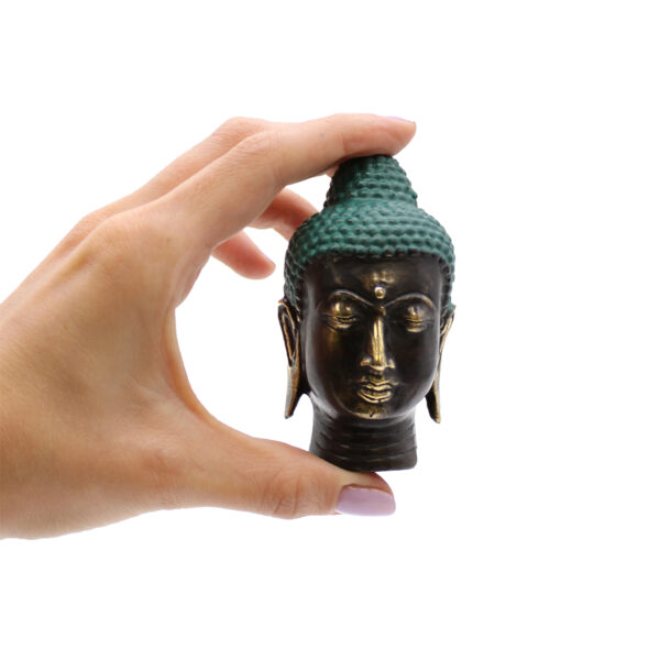 Petite tête de Bouddha en laiton antique- Vendu par 1 – Image 4