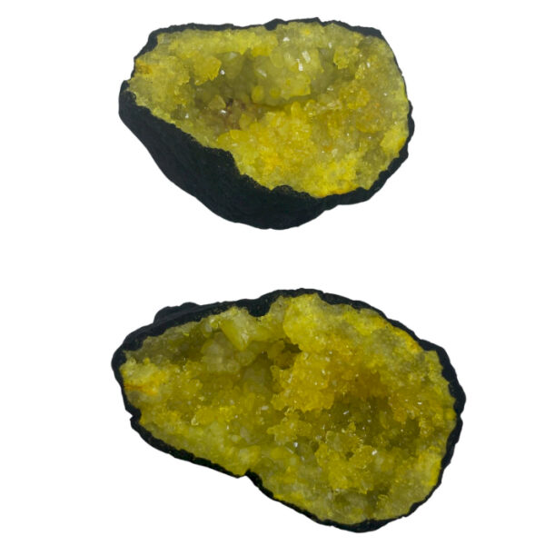 Géodes Calsite colorées - Roche Noire - Jaune- Vendu par 1 – Image 3