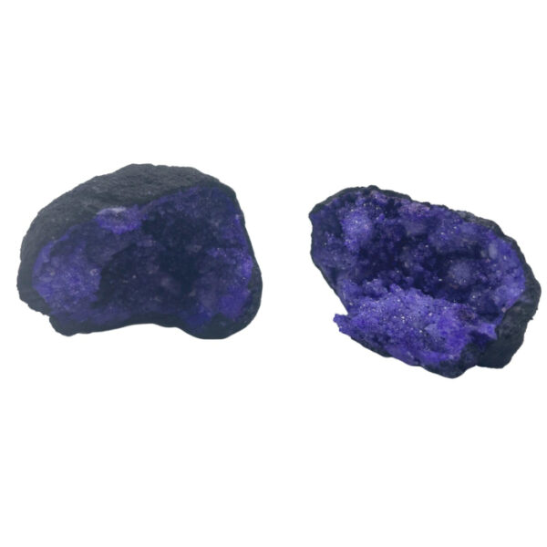 Géodes Calsite Colorées - Roche Noire - Turquoise- Vendu par 1 – Image 2