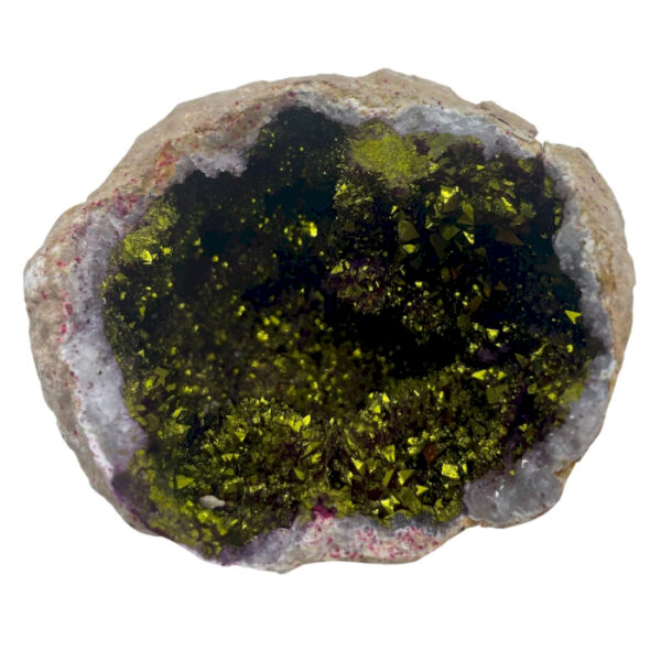 Géodes de calsite colorées - Roche naturelle - Rose et Or- Vendu par 1 – Image 2