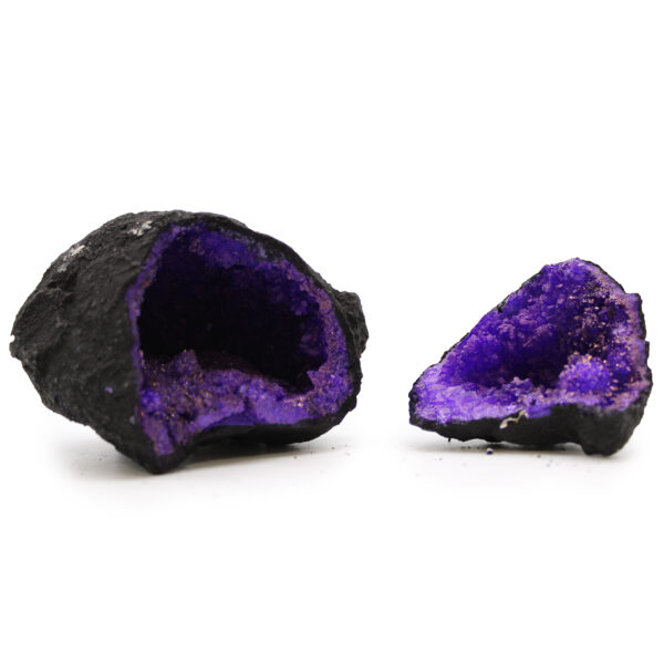 Géodes Calsite colorées - Roche Noire - Violette- Vendu par 1