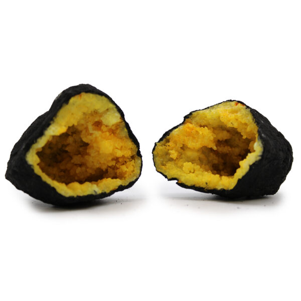Géodes Calsite colorées - Roche Noire - Jaune- Vendu par 1