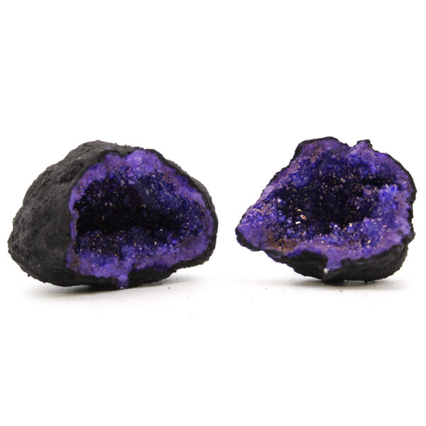 Géodes Calsite Colorées - Roche Noire - Turquoise- Vendu par 1