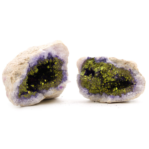 Géodes de calsite colorées - Roche naturelle - Violet et Or- Vendu par 1