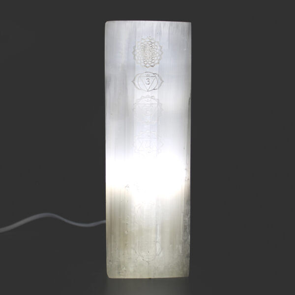 Lampe bloc de sélénite 25cm - Lampe Chakra- Vendu par 1 – Image 2