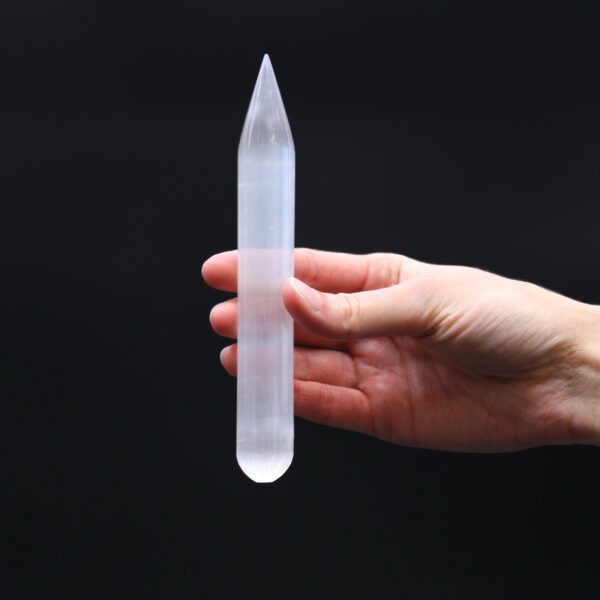 Baguette de sélénite - 16 cm (pointe à une extrémité)- Vendu par 1 – Image 4