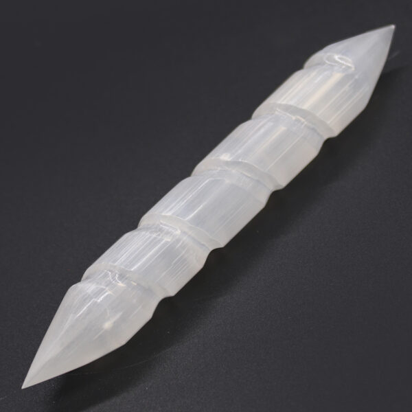 Baguettes spirales de sélénite - 16 cm (pointez les deux extrémités)- Vendu par 1 – Image 3