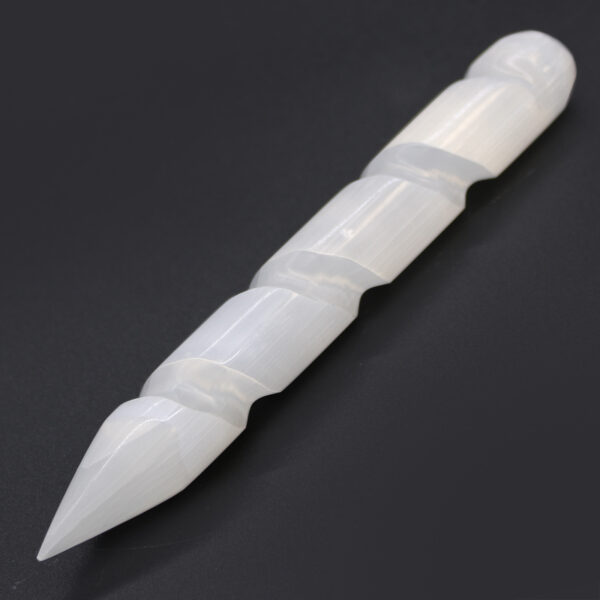 Baguettes spirales en sélénite - 16 cm (pointe à une extrémité)- Vendu par 1 – Image 3