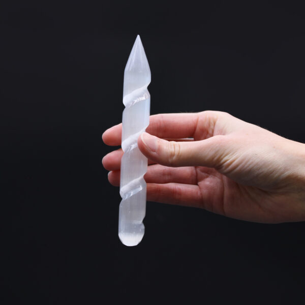 Baguettes spirales en sélénite - 16 cm (pointe à une extrémité)- Vendu par 1 – Image 4