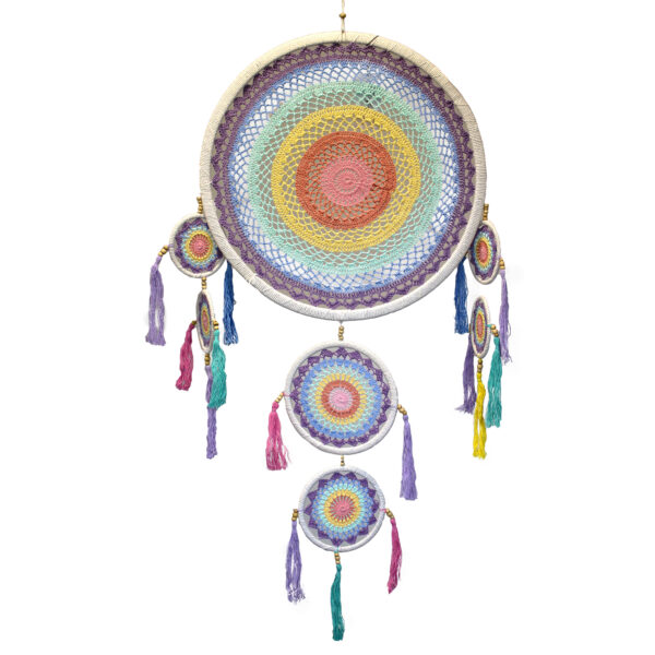 Grand Attrape-rêves (55cm) - Arc-en-ciel Pastel- Vendu par 1 – Image 2