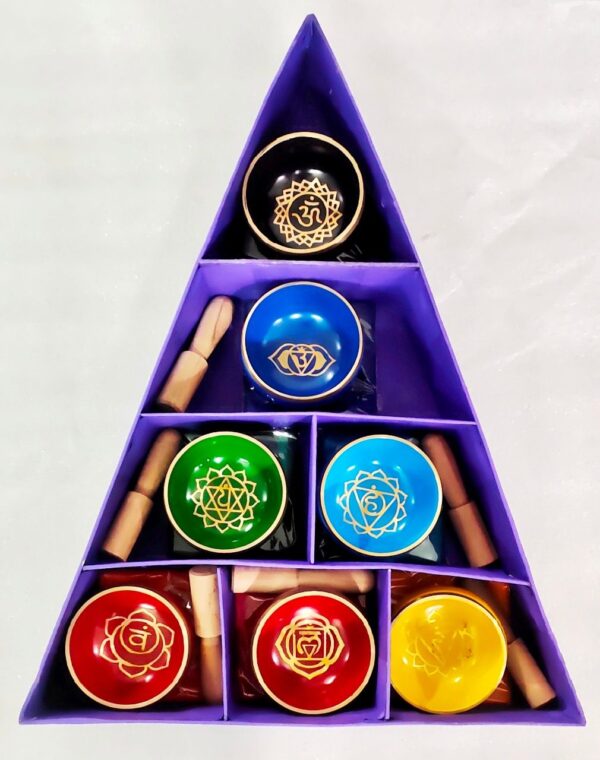 Coffret cadeau bol chantant pyramide des chakras- Vendu par 1