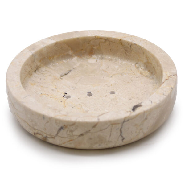 Porte-savon plat rond en marbre miel- Vendu par 1