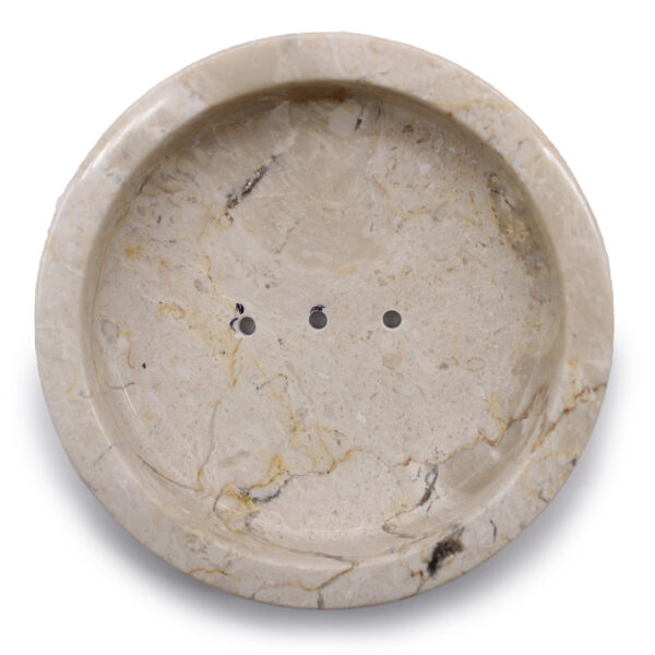 Porte-savon plat rond en marbre miel- Vendu par 1 – Image 2