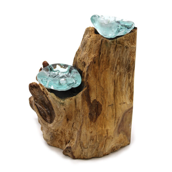 Porte-bougie double en verre Molton sur bois- Vendu par 1