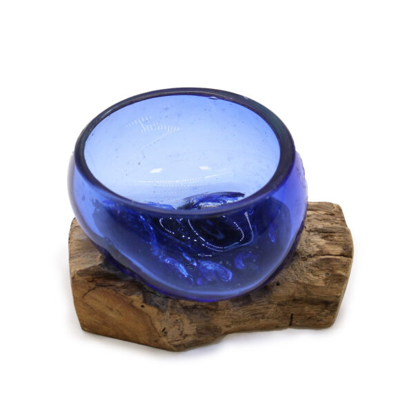 Molton Glass Mini Bol Bleu sur Bois- Vendu par 1