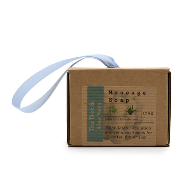 Savons de massage uniques en boîte - Arbre à thé et aloe vera- Vendu par 1
