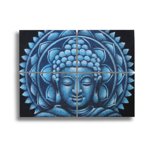 Détail Brocart Mandala Bouddha Bleu 30x40cm x 4- Vendu par 1